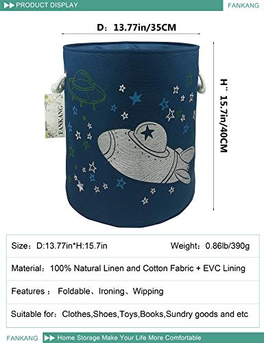 Storage Baskets,Collapsible & Convenient Nursery Hamper Laundry Bin Toy Collection Organizer for Kid's Room Gifts Basket (Spaceship)