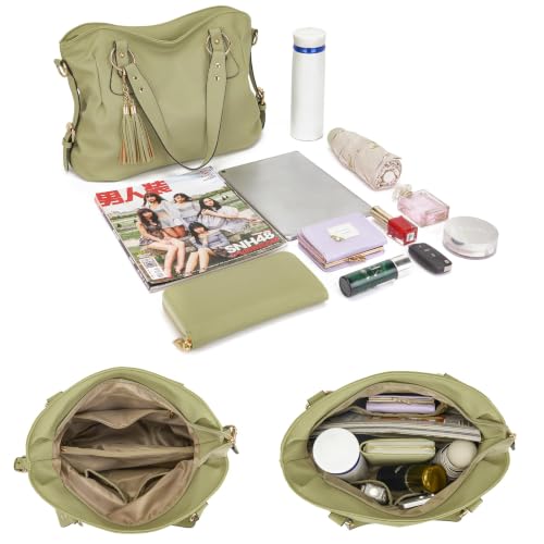 Image of Qiyuer Slouchy Handbag for Women Shoulder Bag Hobo Purse Wallet Set 3pcs