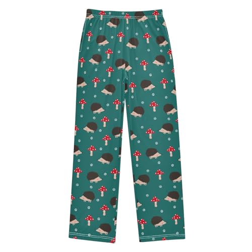 ZZXXB Hedgehog Mushroom Boys Long Pants Soft Trousers Elastic Waist Kids Lounge Bottoms with Pockets S-XL