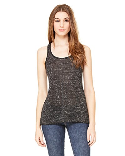 BELLA+CANVAS Ladies Flowy Racerback Tank - Black Marble - L - (Style # B8800 - Original Label)