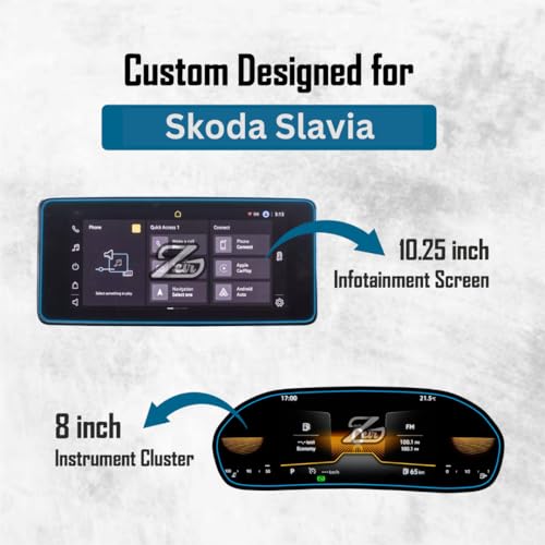 Image of ZEIR Screen Protector COMBO Compatible With SKODA SLAVIA 2024 | 10.1 INCH Infotainment & Digital Instrument Cluster | Scratch Guard Accessory for SALVIA [Not Tempered Glass]