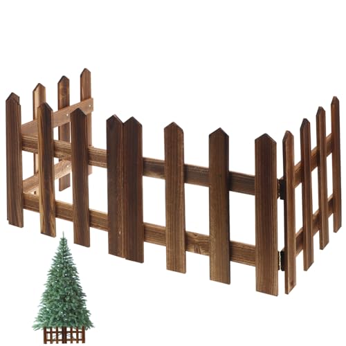 KITANDOVE Recinzione in Legno Carbonizzato Alta 30 Cm Bordura Da Giardino Di 1 2 M Per Cortile Balcone E Uso Decorativo