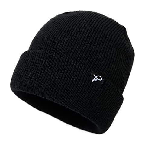 Winter 100% Waterproof Beanie Hat for Men Women Black Warm Fleece Lined Cold Weather Hats for Golf Walking Running Fishing Hunting 55-60cm Cover