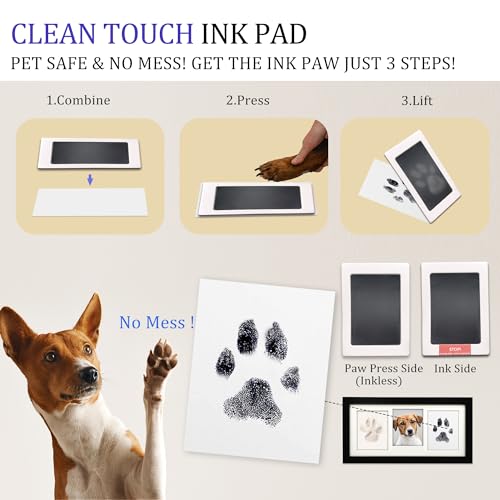 MYPAWLETS Paw Print Frame Kit,Dog/Cat Paw Print Kit,Soft Pawprint Clay&Clean Touch Ink Pad,Pet Paw Print Impression Kit with Customization Tool,Wooden Pet Memorial Frame,DIY Dog Lover Gifts-Black by MYPAWLETS - Image 4