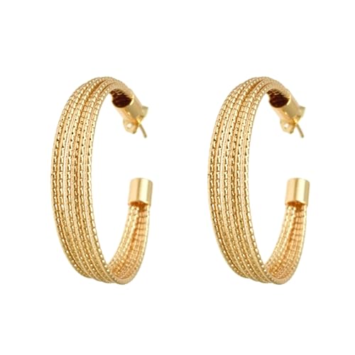 Boucles d'oreilles créoles Agatha durables en acier inoxydable doré brillant