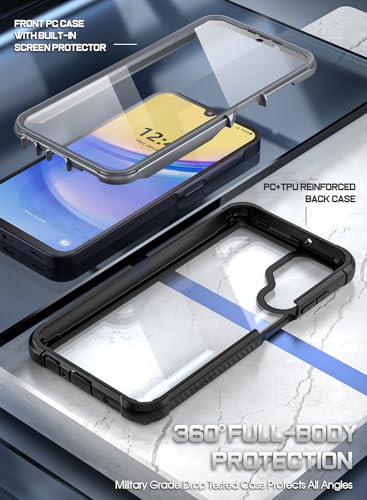 Coque Samsung A15 5G intégrale premium noire transparente haute résistance Poetic - 3