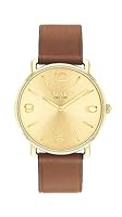 Coach Men's 14602646 Saddle Calfskin Quartz Basic Watch, Gold, 41MM