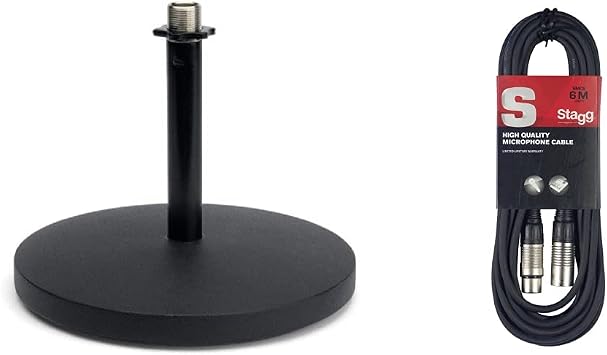 Samson SAMD5 Desktop Microphone Stand & Stagg SMC6 6 metre standard microphone cable