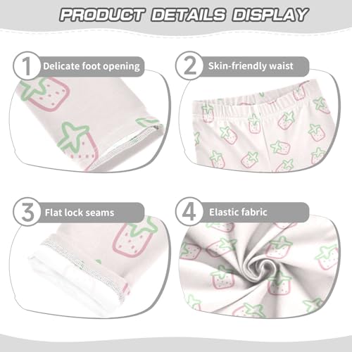 Light Strawberry Girls Leggings,Workout Leggings for Girls Toddler Athletic Legging Size for 3-10T3