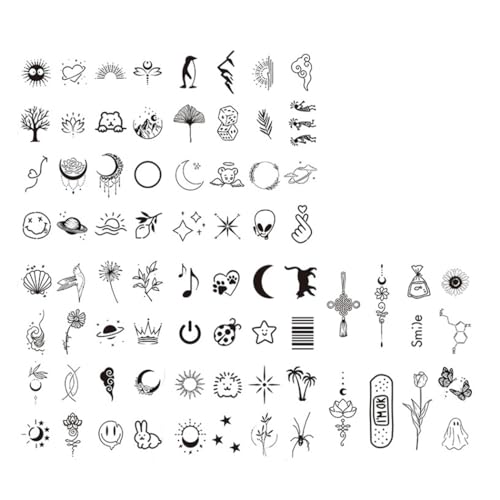 Image of MAYCREATE 5 Sheet Temporary Tattoo 77 Patterns Tattoo Sticker, Sweatproof Realistic Stickers for Kids & Adults, 2-Week Temporary Tattoo Stickers Party Decorative for Hands, Face, Body