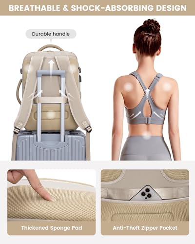 LOVEVOOK Large Travel Backpack for Women, TSA Carry on Backpack for Airplanes, 40L Personal Item Travel Bag for Women fits 17" Laptop,Waterproof Carry on Bag Airplane Approved with 3 Packing Cubes の商品画像 7