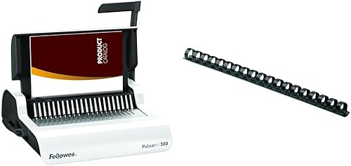 Fellowes Pulsar+ - Máquina de encuadernación de peine (5006801) y peine de plástico Fellowes de 3/8 pulgadas, color negro, paquete de 100 unidades