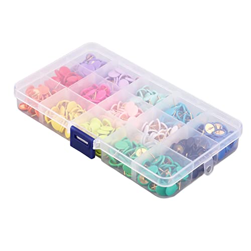 Tachas Planas, Tachinhas 1 Caixa 15 Cores Alfinetes Planos Com Caixa Transparente para Quadro de Cor