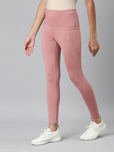 Image of GO COLORS Solid Nylon Stretch Ankle Length Training Tights | High Rise, Side Pockets