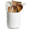 getstar Utensil Holder, Large Kitchen Utensil Holder for Kitchen Counter (H7.2” x W6.2”), Ceramic Cooking Utensil Holder with Cork Mat, Kitchen Decor for Counter (White, Utensils Not Included)