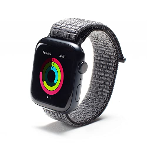 ZAGG Gear4 Braided Adjustable Sport Loop Band - Black - Compatible with Apple Watch 42mm 44mm 45mm, Velcro Strap Wristbands for iWatch Series 7/6/SE/5/4/3/2/1 (705009516)