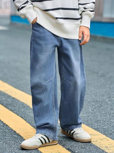 Jeans for Boys Baggy Straight Leg Elastic Waist Denim Pants Casual Boys Pull On Jeans with Pockets 5-14 Years2