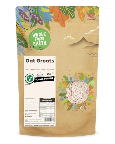 Wholefood Earth - Avena en grano, 2 kg, sin transgénicos, natural, alta en fibra