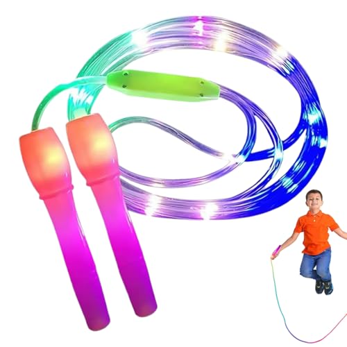 女性向け 縄跳び | 充電式発光エクササイズスキップロープ - 滑り止め 耐磨耗 ワークアウト機器 スポーツアクセサリー 子供 大人 向け