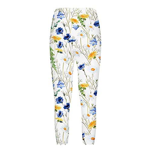 maisdgop Capri Pants for Women Pretty Flower Print Beach Pant Fashion Loose Elastic Sweatpant Casual Slim Fitting Capris3