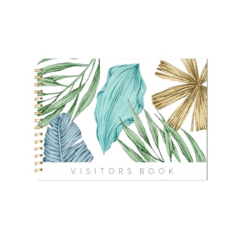 Image of Visitor Book - 8 x 12 Inches | Wiro Bound Guest Register for Hotels, Offices, Exhibitions, Boutiques & Business Use | Medium Size Visitor Log Book for Reception & Front Desk