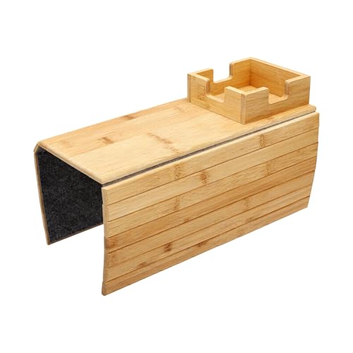 Bandeja para reposabrazos de sofá multiusos y posavasos de bambú natural 4