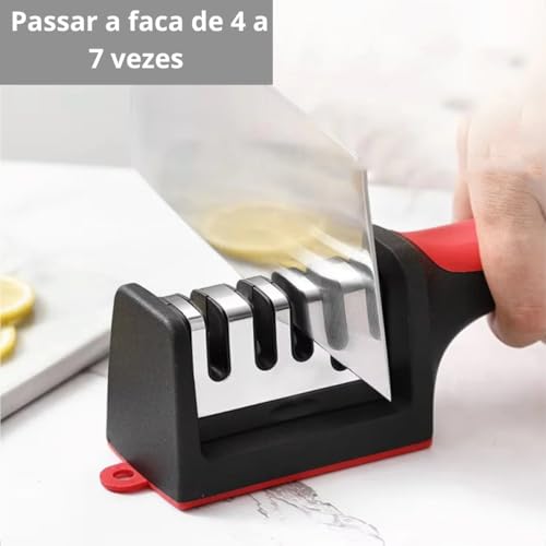 Amolador Afiador de Facas Manual em Aço Inox 3 Estágios Acabamento Amolador e Afiador Base Antiderra