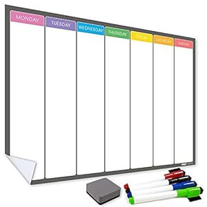 WallTAC A2 Wekelijkse Planner Whiteboard Sticker voor muur | Gemaakt in het Verenigd Koninkrijk | Gemakkelijk te…