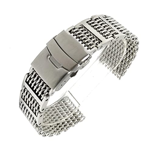 Bracelet acier inoxydable massif de 22mm avec maille pliante robuste