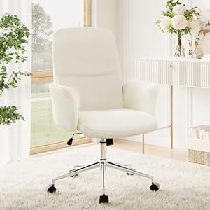 COLAMY High Back Shell-förmigen Bürostuhl, Moderne ergonomische Home Computer Schreibtischstuhl mit Einstellbarer Höhe, Swivel Rolling Lounge Task Chair für Erwachsene Arbeiten/entspannen, Beige