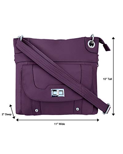 Roma Leathers Women's Concealed Carry Purse - Premium Cowhide Leather Cross Body Handbag - YKK Lockable Zipper - Cut Proof Adjustable Shoulder Strap - Twist Lock Buckle - 30 Day Manufacturer Guarantee - Thumbnail 6