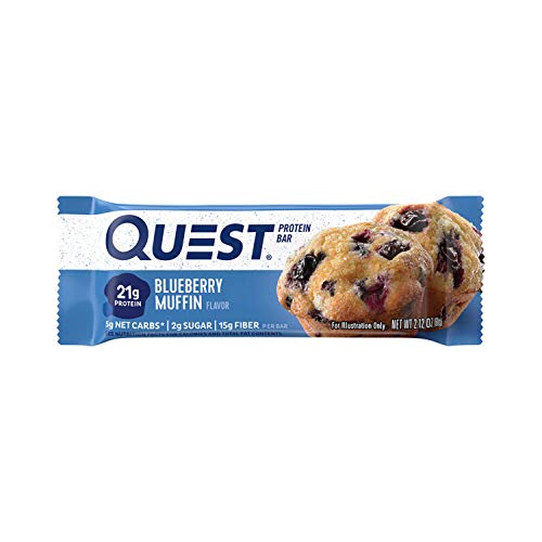 Quest Nutrition Blueberry Muffin Protein Bar, High Protein, Low Carb, Gluten Free, Keto