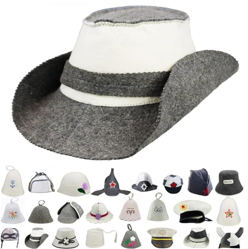 GMMH® Saunahut aus Wollfilz, Saunamütze für Damen und Herren mit witzigen Motiven, Filz Kopfschutz â€¦ – Miniatur