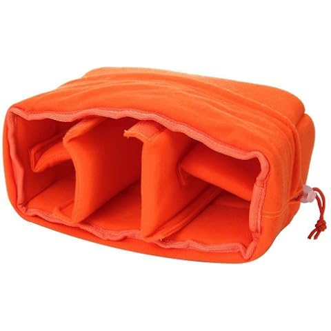 Yimidear Shockproof Padded Foldable Partition Camera Insert Protective Bag for DSLR Shot Or Flash Light (Orange) Cover