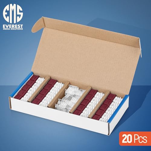 Image of Everest 90 Degree RJ45 Cat6 Keystone Jacks Slim Profile 20-Pack Red | Compatible with 90 Angled Speed Termination Tool - easyJACK (B094WB91H3)
