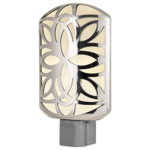 GE Decorative LED Night Light, Plug-In, Dusk-to-Dawn Sensor, Soft White, UL-Listed, Ideal for Living Room, Bedroom, Nursery, Kitchen, Bathroom, Brushed Nickel, 11314