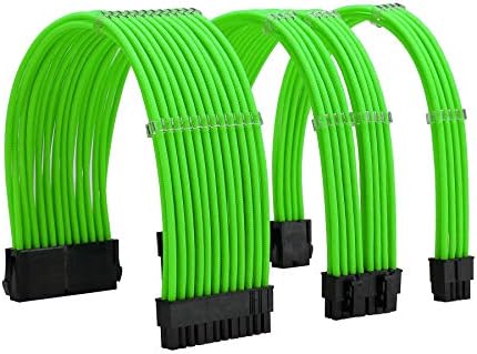 FormulaMod Sleeve Extension Power Supply Cable Kit 18AWG ATX 24P+ EPS 8-P+PCI-E8-P with Combs for PSU to Motherboard/GPU (Black)