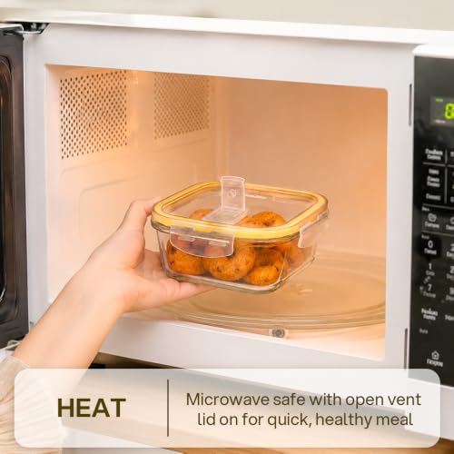 Image of CELLO Fit & Fresh Square Lunch Box Container For Daily Use 320 ml, Clear | Microwave & Fridge Safe Toughened Glass Airtight Leakproof Food Storage Tiffin Box Container For Kitchen, Travel & Office Use
