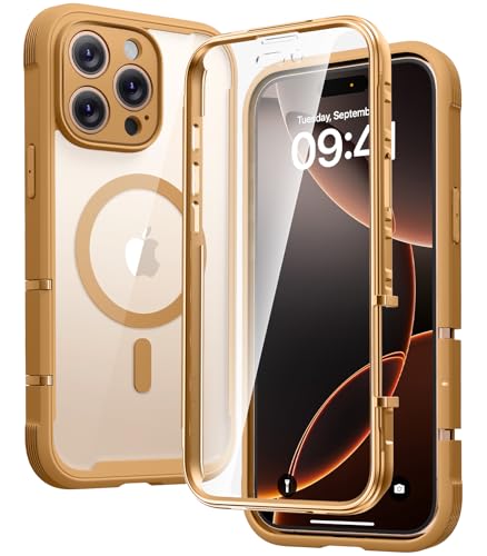 Image of Diaclara Magnetic for iPhone 16 Pro Case with Screen Protector,Brown