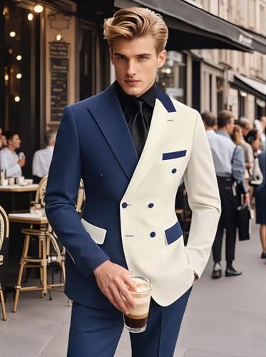 Men's Double Breasted Suit Slim Fit Wedding Homecoming Blazer Pants Outfit4