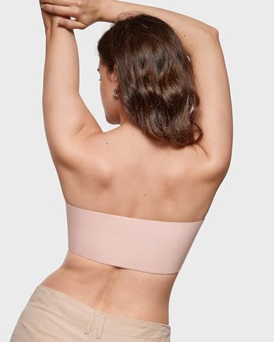 Image of INLYRIC Women's Inbarely Strapless Bandeau Bra Bralette Tube Top Seamless Comfortable Stretchy Non Padded Bras Tops