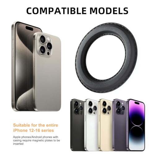 Magnetringe mit MagSafe, Universal-Telefon-Wandhalterung, kompatibel mit iPhone 12 13 14 15 Plus Pro Max, starker 3M-Kleber, N52H, hohe Stabilität für Küche, Büro, Auto