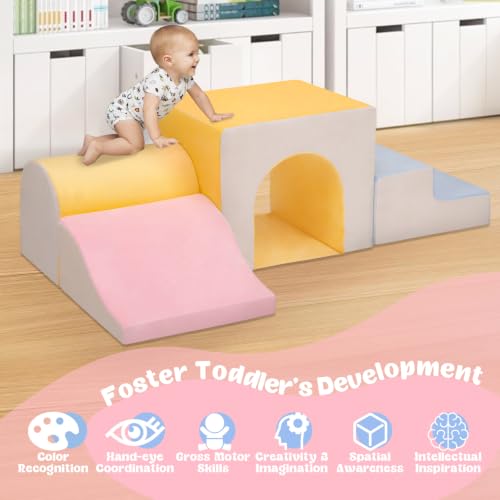 MIND&ACTION Large 4-Piece Climbing Toys for 1 Year Old, Foam Baby Climbing Blocks for Toddlers, Soft Play Set Toddler Climbing Toys Indoor, Climb Crawl Activity Play Set, Birthday - Image 2