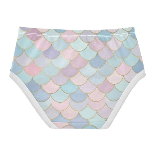Print Toddler Underwear Floral 2t Cotton Panties for Girl Watercolor Mermaid Scales Pink Briefs Kids Undies2
