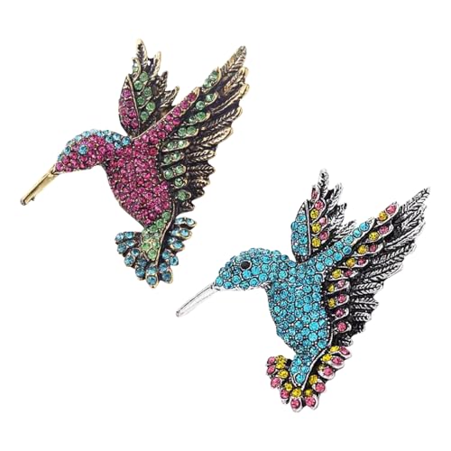 Image of 2 PCS Hummingbird Brooch Pin, Rhinestone Crystal Animal Bird Brooches Pin