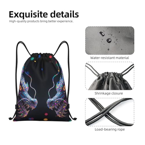 Dragons Colorful Drawstring Bag Gym Sack Dance Yoga Bag4