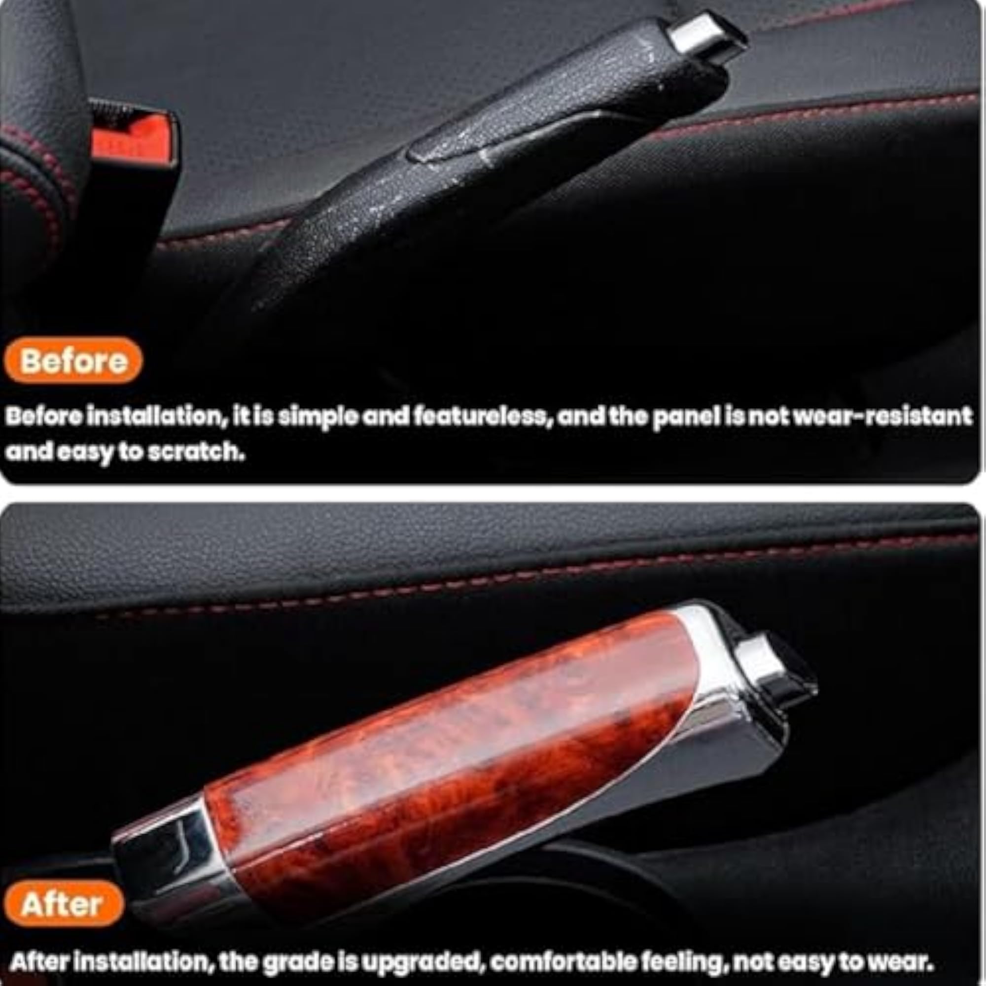 Wood Grain Finish Car Handbrake Cover, Universal Fit
