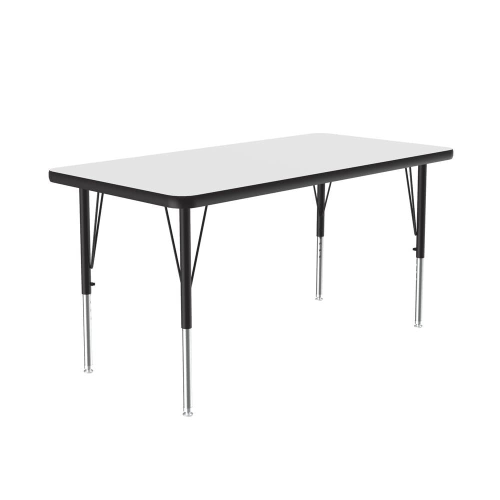 Correll 24"x60" Rectangular, Classroom Dry Erase/Markerboard Top Table, Height Adjustable (19"-29), White Durable High Pressure Laminate, School Furniture, Made in The USA (ACZ2460DE-REC-80)