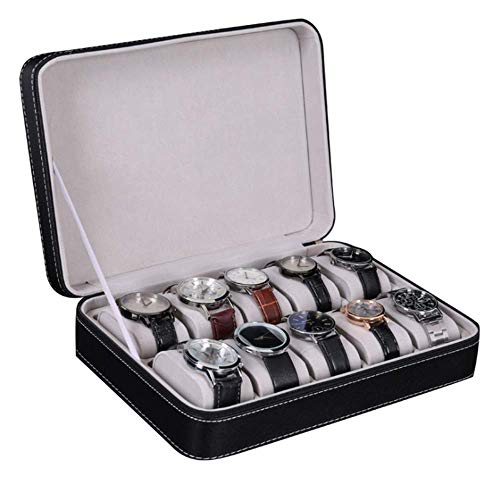 Boîte d'affichage pour ranger montres des bijoux en simili cuir noir