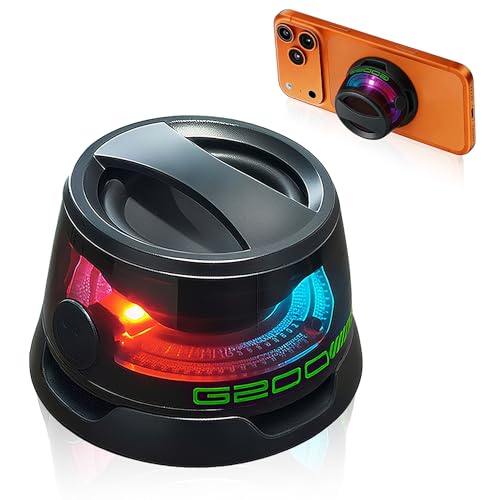 KISIQI G200 Magnetic Bluetooth Speaker Wireless Portable Mini Speaker with RGB Light Strong Magnetic Base & Phone Stand 2-Inch Mini Stereo Sound for Home Outdoor Travel Party Black